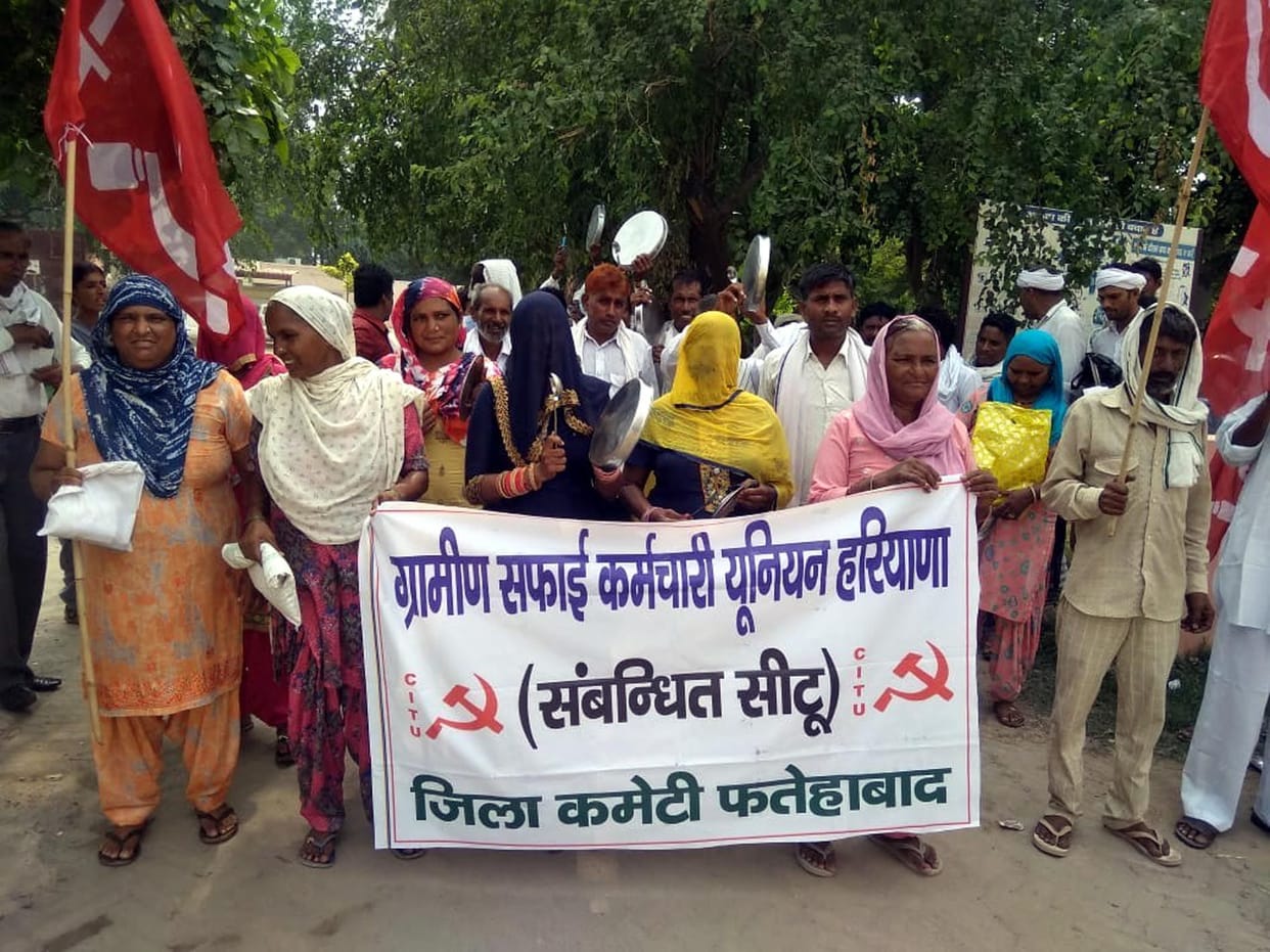 protest, workers, demand, strike, fatehabad