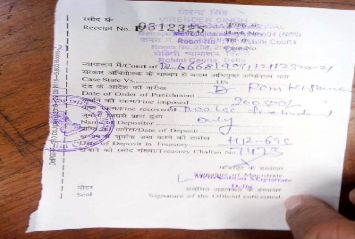 Head constable's challan by so for not applying mask
