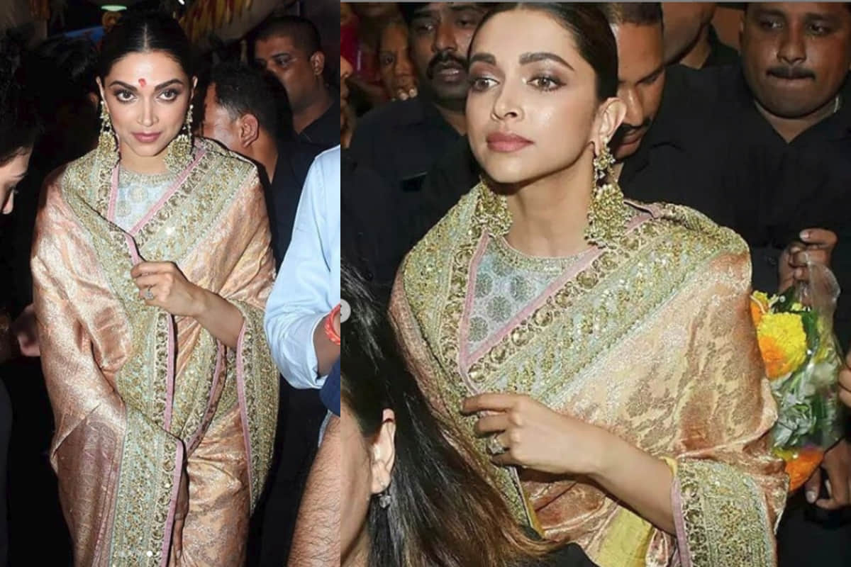 deepika padukone looks beautiful in traditional saree for ganesh darshan lalbaug