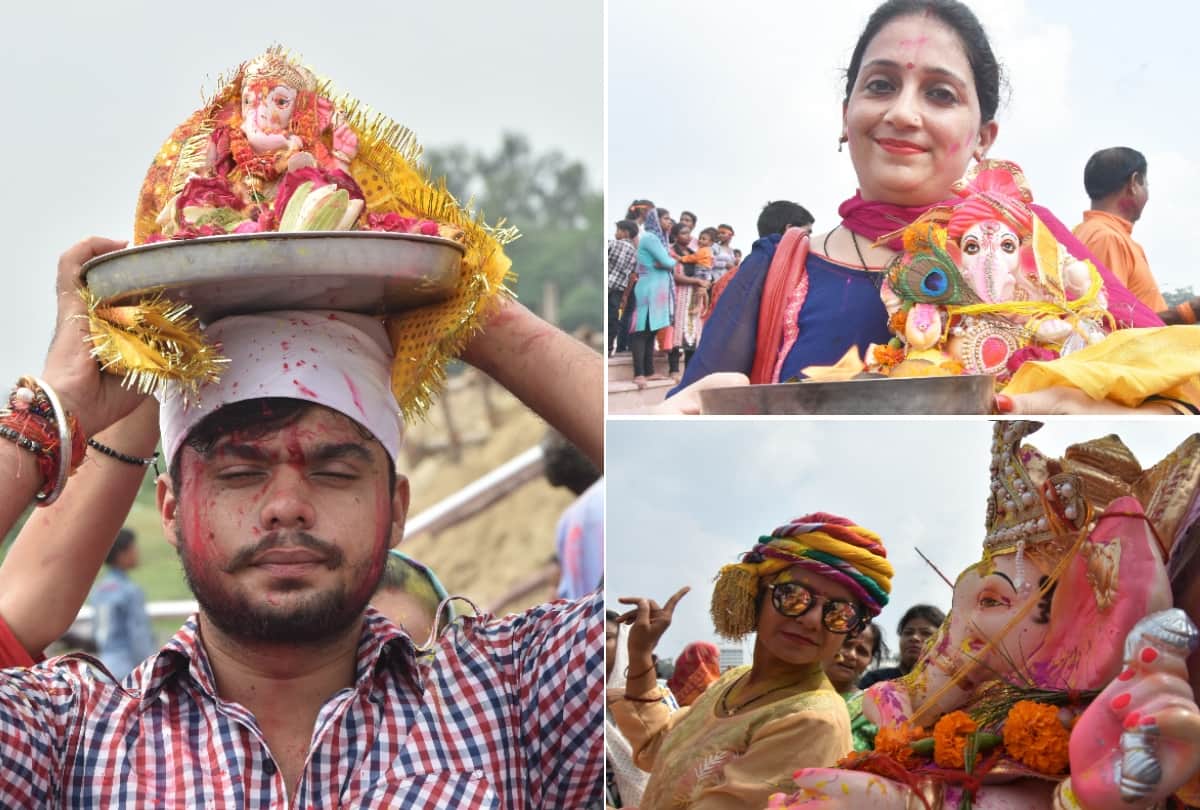 pictures of ganpati visarjan in lucknow