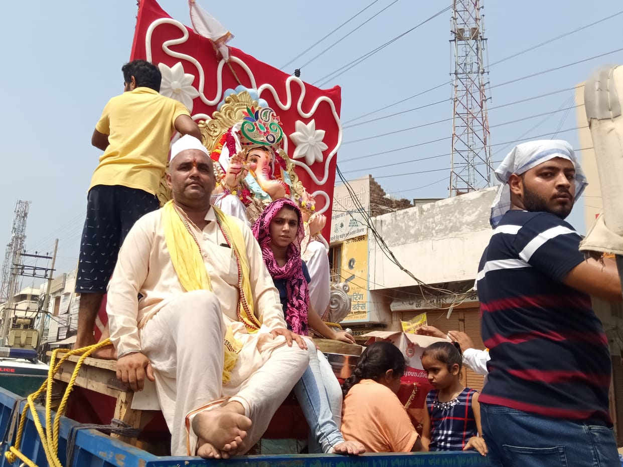statue, immersion, ganesh, festival, fatehabad