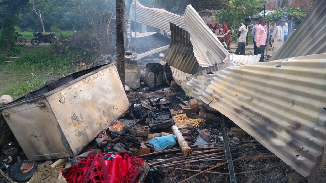 lit fire due to gas cylinder burst