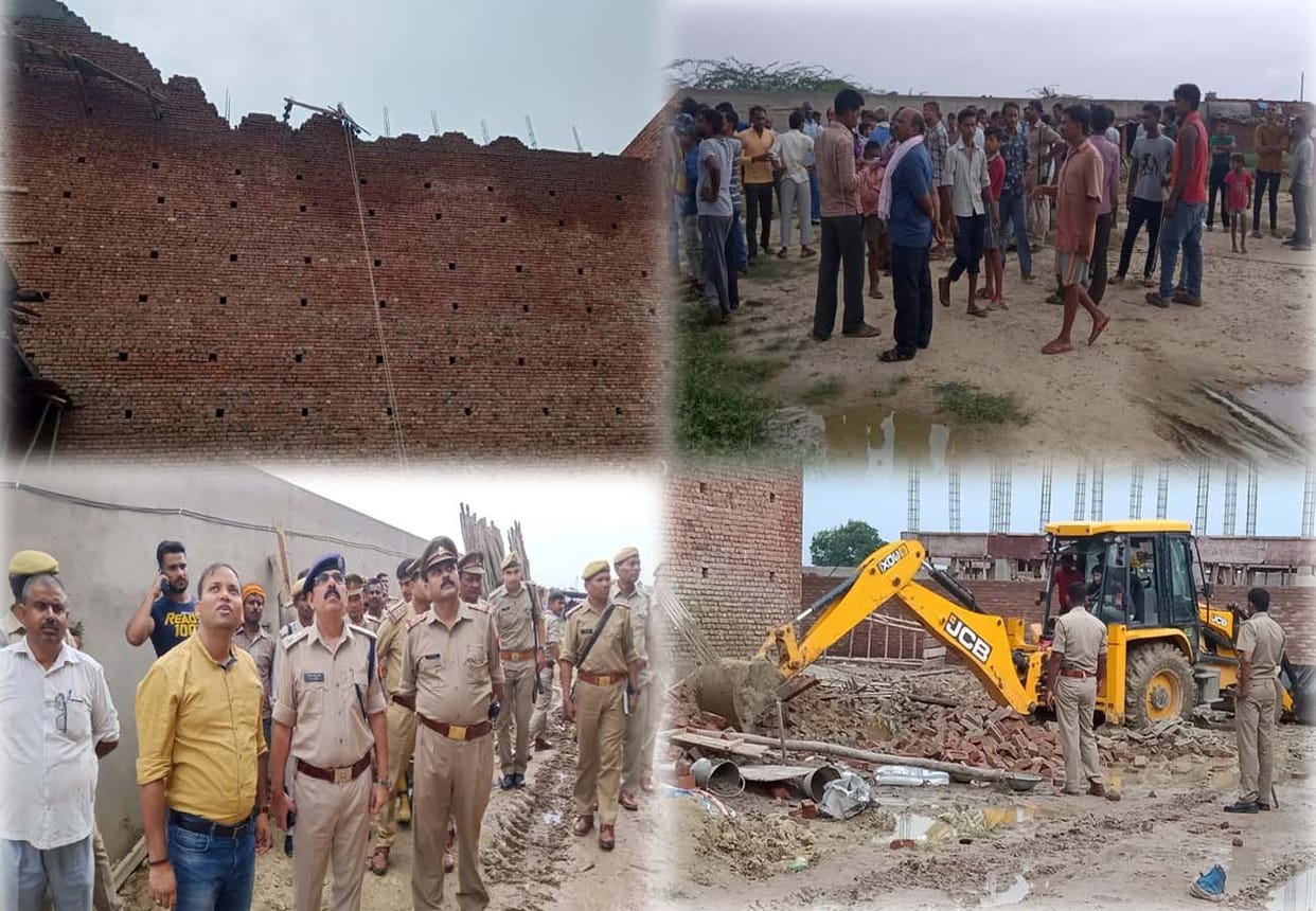 Cold storage wall under construction collapses in kannauj, one died and four injured