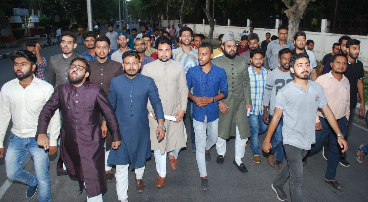Amu Students march out agaist of mob lynching