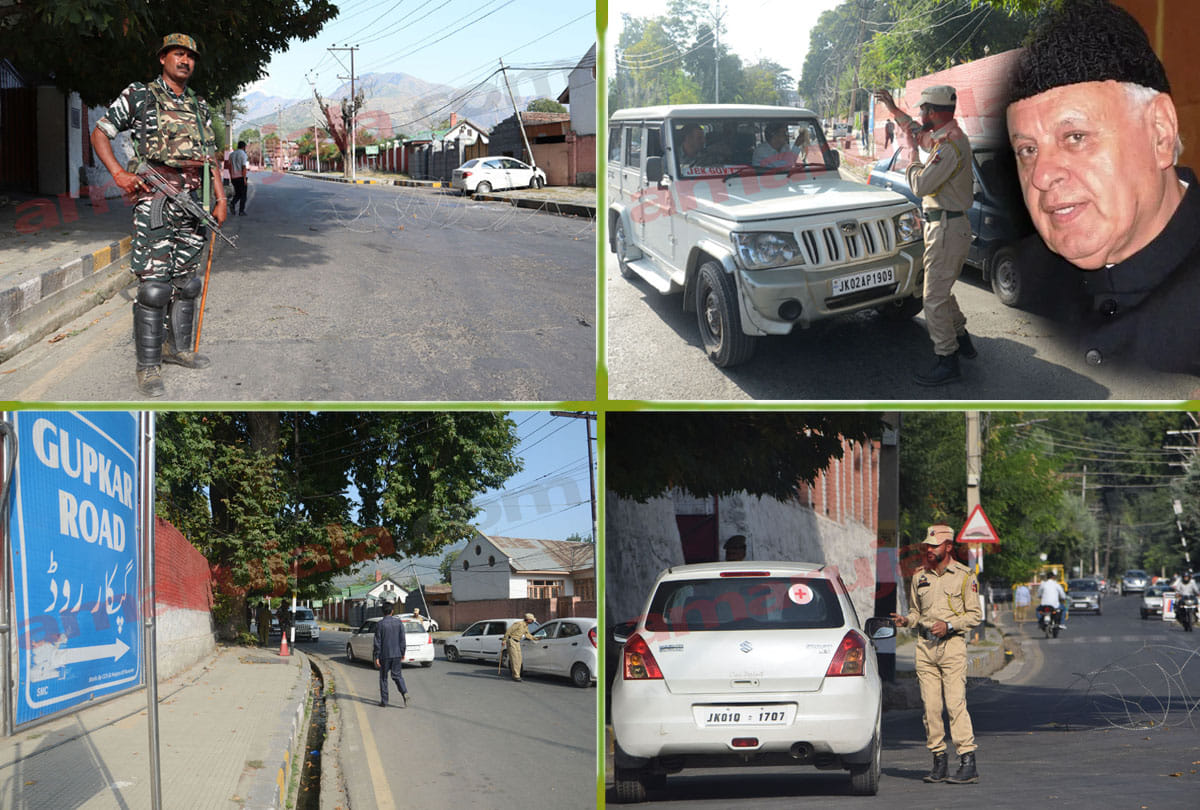 Security forces deployed at gupkar road after PSA on MP Farooq Abdullah in Srinagar