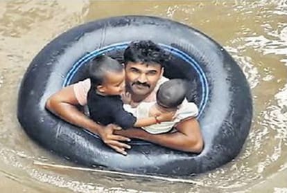 Kota flood constable Rakesh Meena saved two children by jumping in 8 feet deep water