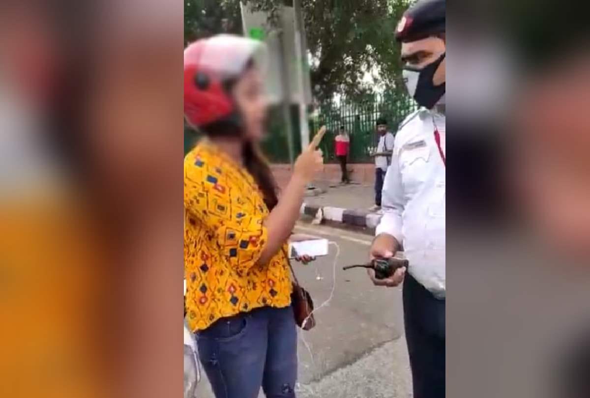 Girl says I will hang myself if challan imposed in Delhi