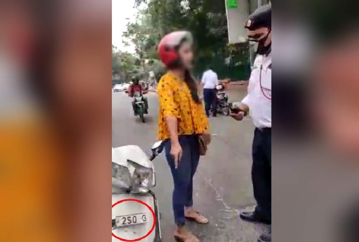 Girl says I will hang myself if challan imposed in Delhi