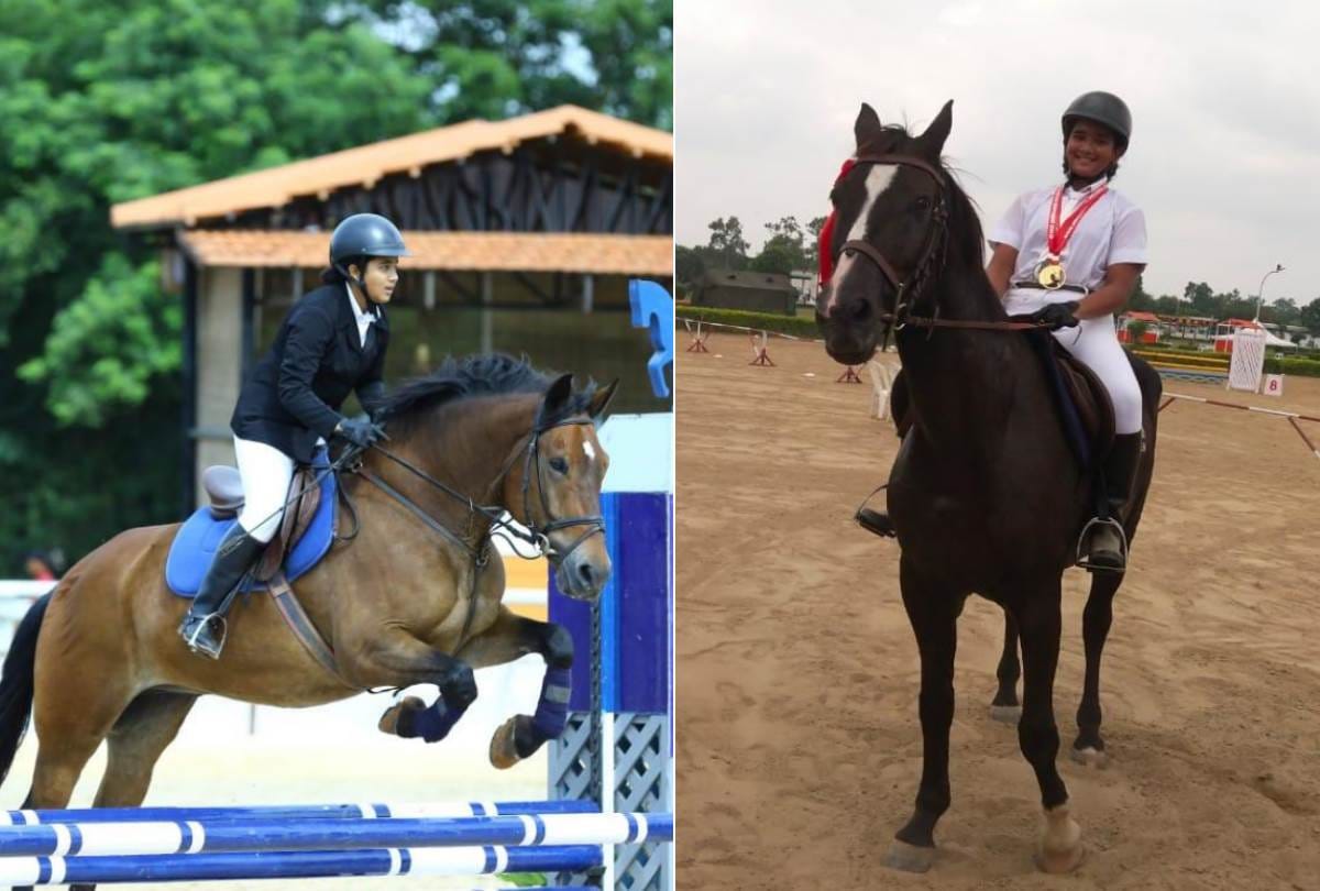 adhya won gold and bronze medal in show jumping