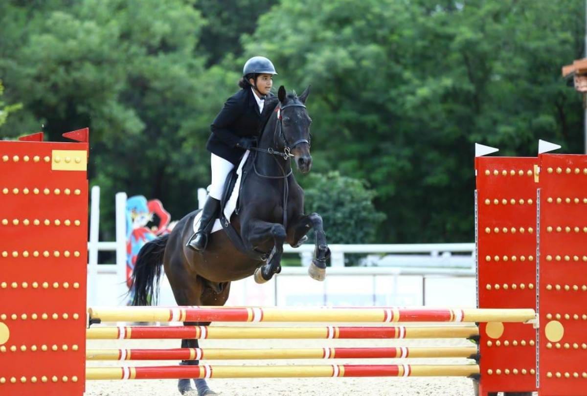 adhya won gold and bronze medal in show jumping