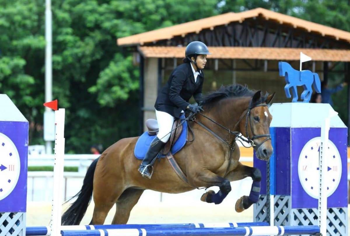 adhya won gold and bronze medal in show jumping