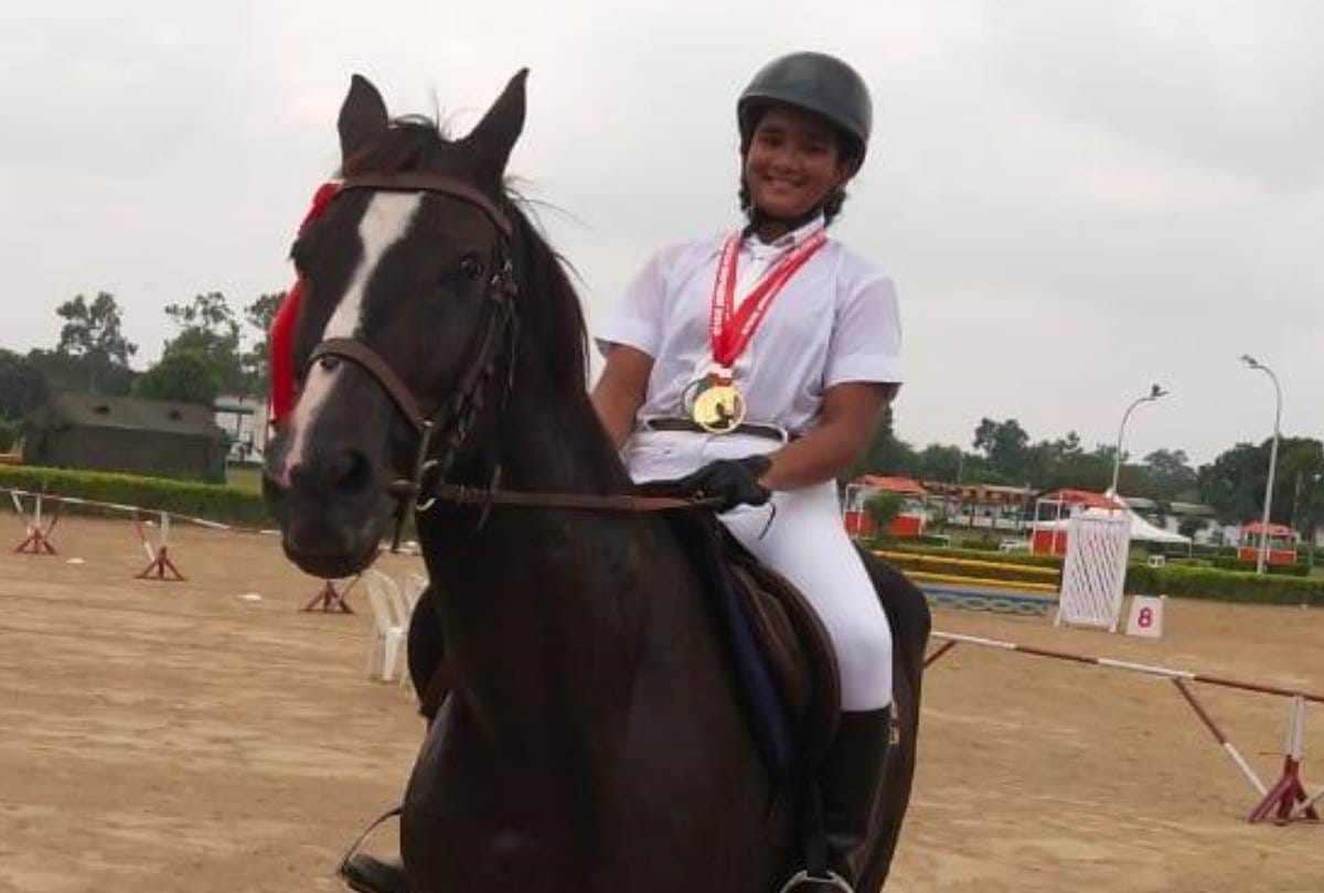 adhya won gold and bronze medal in show jumping