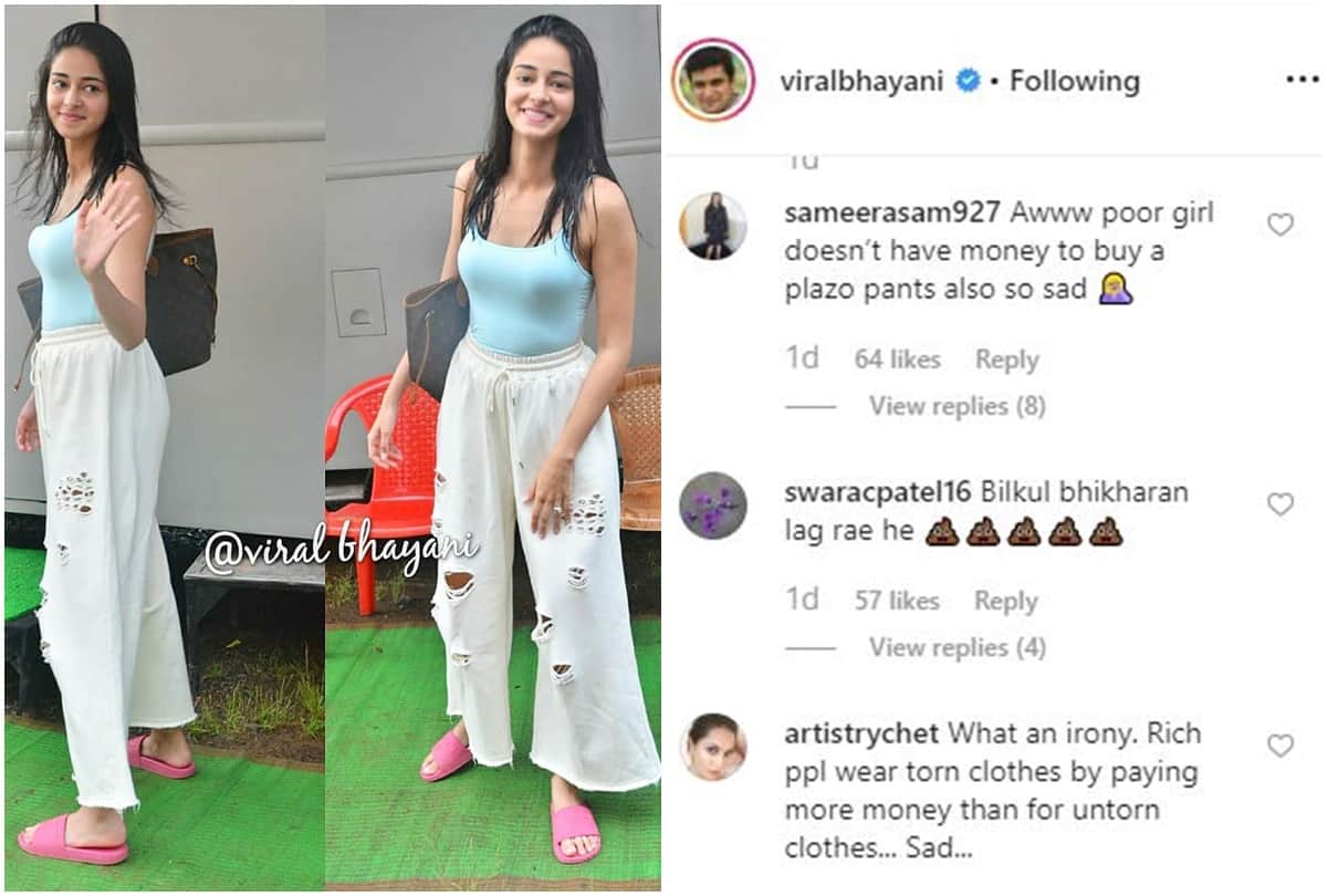 pati patni aur woh actress Ananya Panday trolls for Torn Plazo