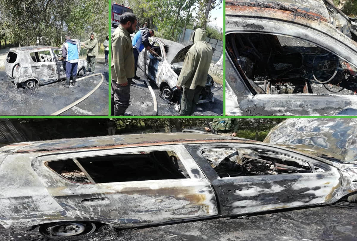 Jammu And Kashmir News: Militants Set Car on Ablaze in Sopore Baramulla Kashmir, Beaten Car Driver