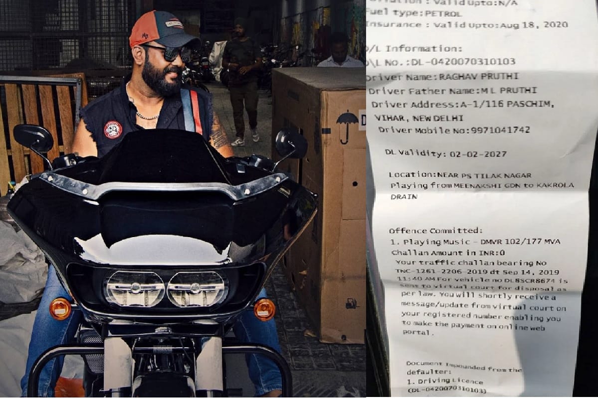 Delhi Traffic Police fined harley davidson road glide special rider to listen inbuilt music system