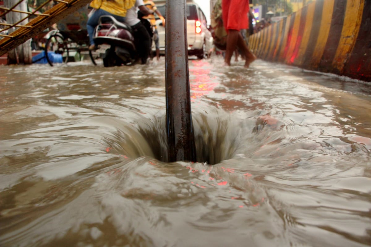 waterlogging sunken roads dilapidated house collapses due to heavy rain in varanasi