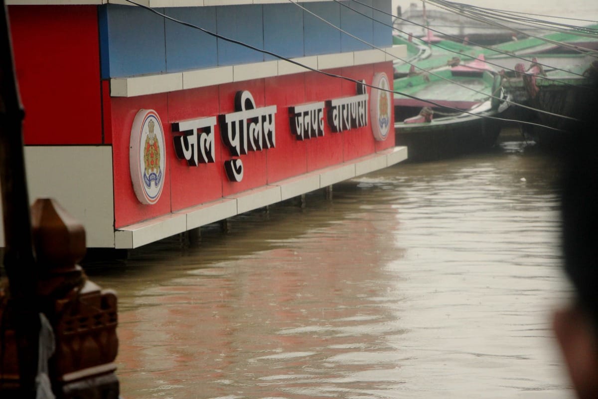 waterlogging sunken roads dilapidated house collapses due to heavy rain in varanasi