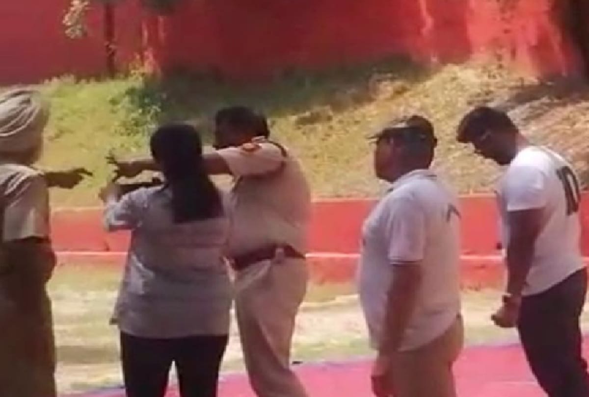 SI Dinesh Kumar has suspended over aughter seen practicing at shooting range
