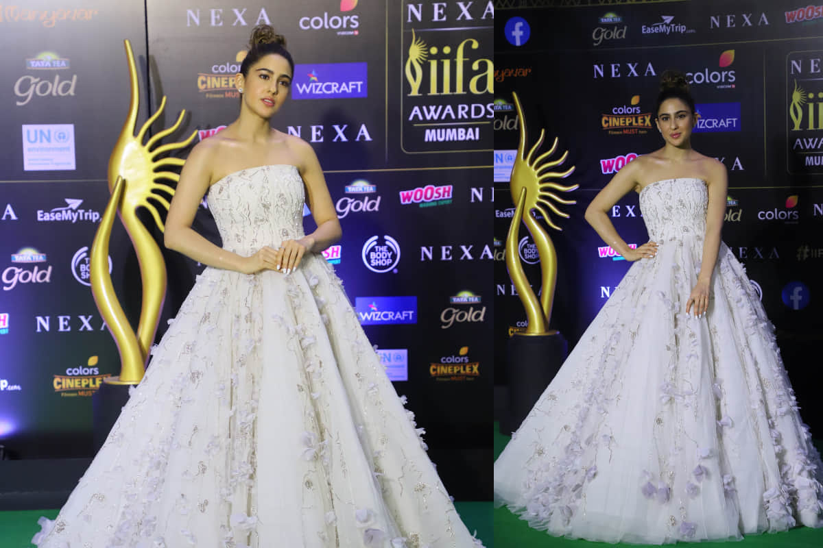 sara ali khan looks fairy in white princess gown at iifa awards 2019