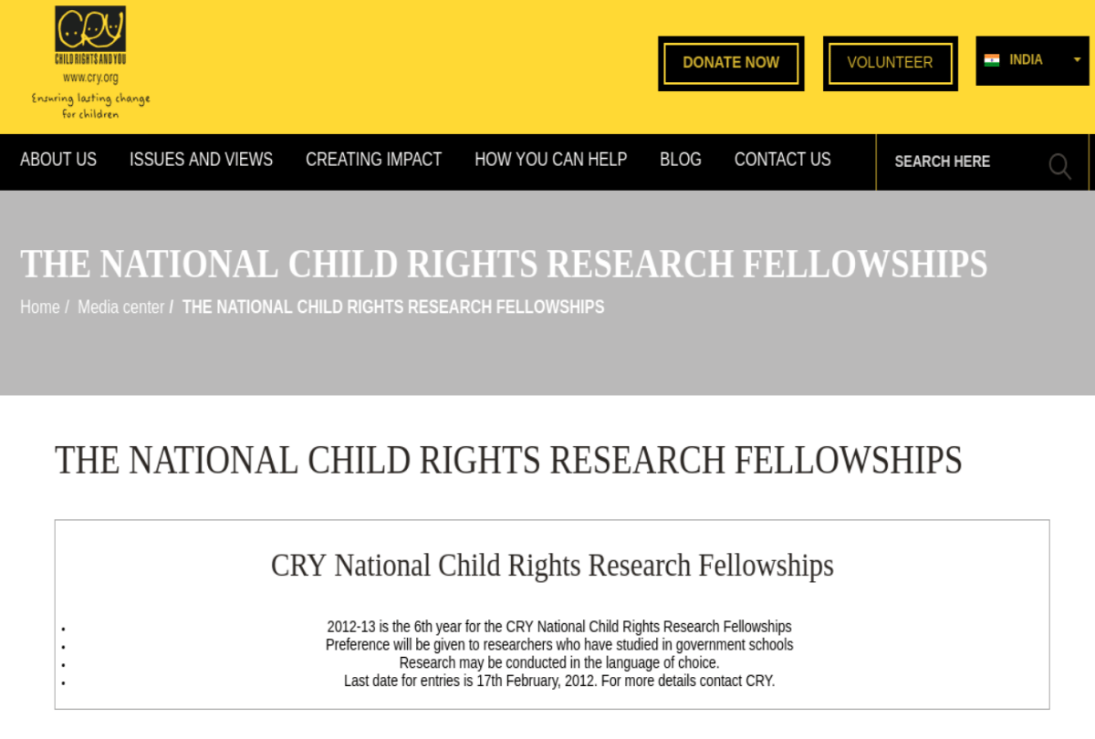 know about Child Rights Research Fellowship 2019 Award full details here