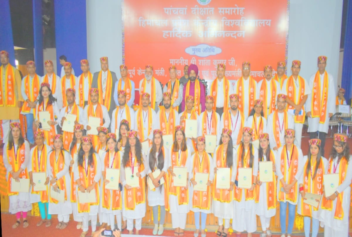 CU Meritorious got Medals and degrees in white kurta and Himachali cap