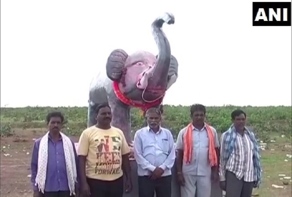 Mahasamund Locals of Kukradih village have built a statue of an elephant near their farms
