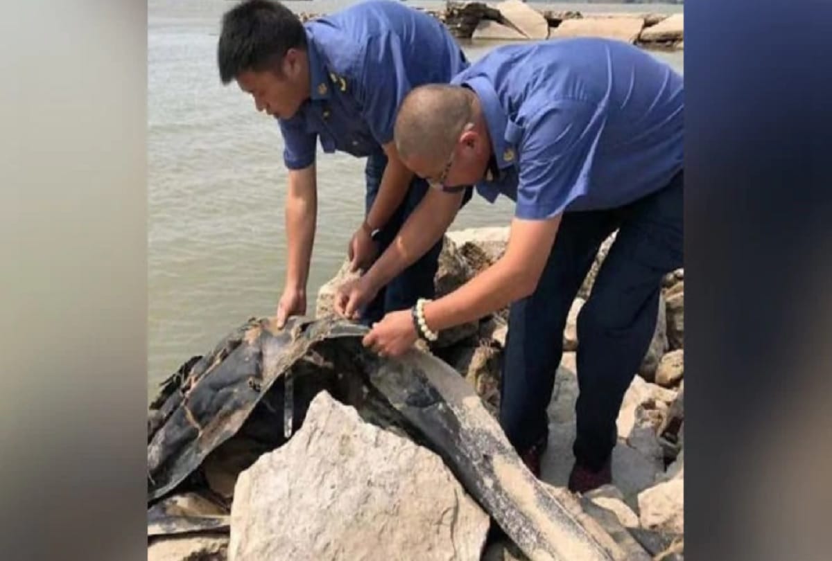 Mysterious long and black object captured in Yangtze river has been revealed as an airbag