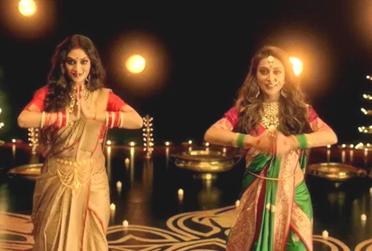 MP Nusrat Jahan and Mimi Chakraborty Dance on Durga Puja Song Video Viral