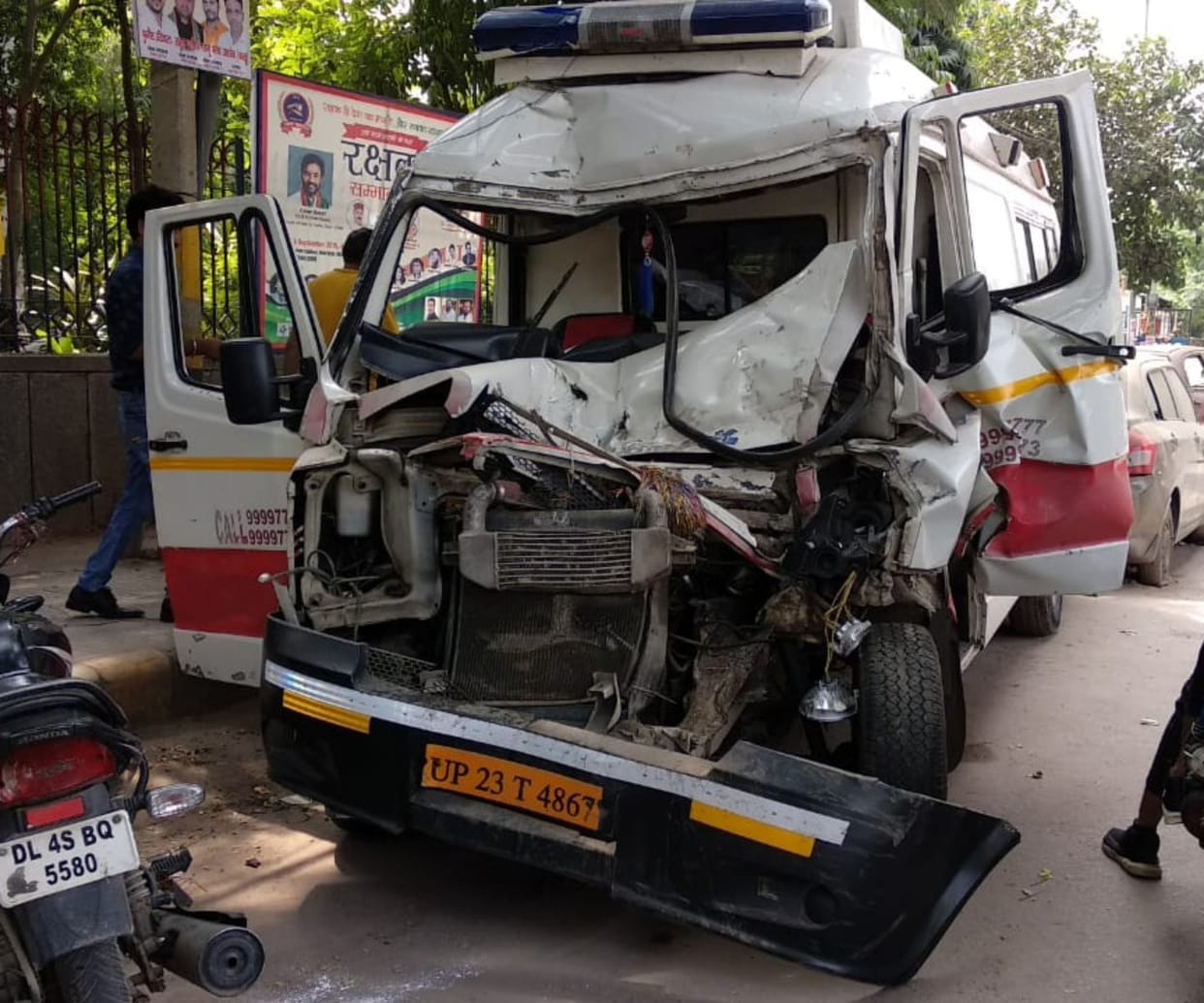 Ambulance collided with truck two killed