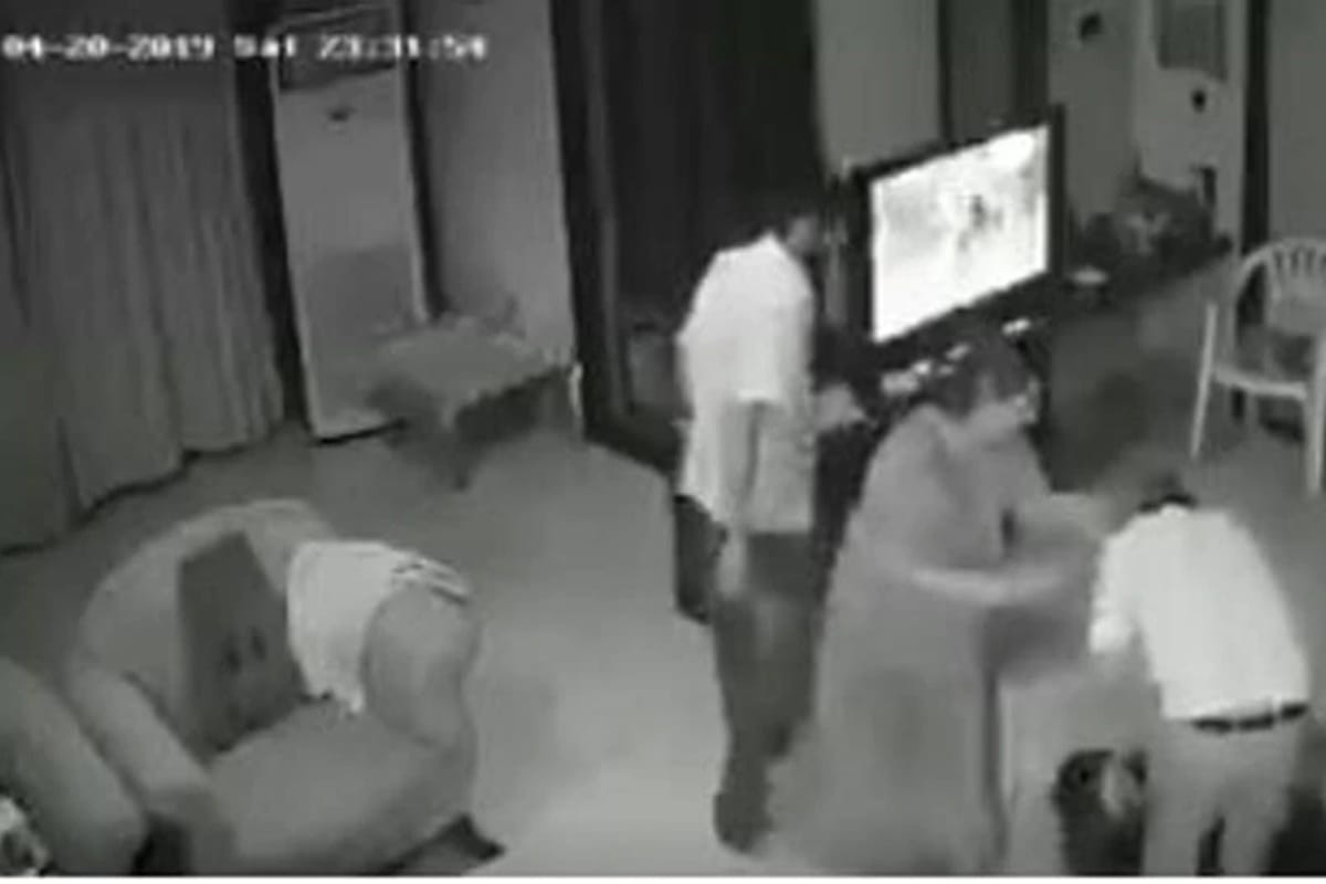 ex judge of Hyderabad High Court and son purportedly beating up his son wife, video viral