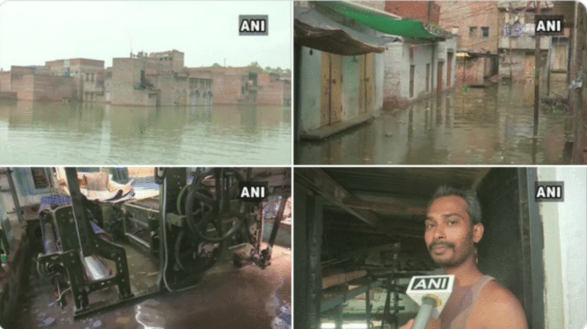ganga water level dicreas varanasi Machines in handlooms of also partially submerged weavers