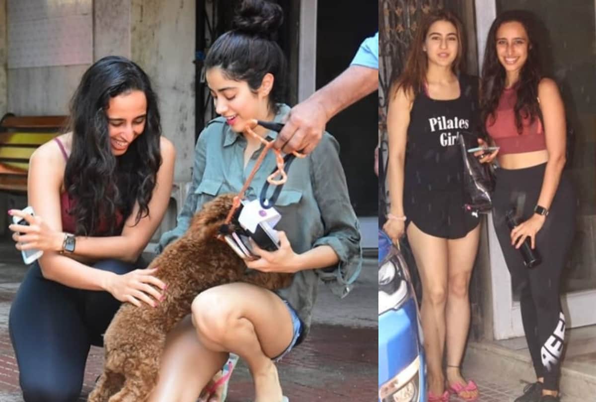 sara ali khan and jhanvi kapoor spot in shorts with same fitness trainer