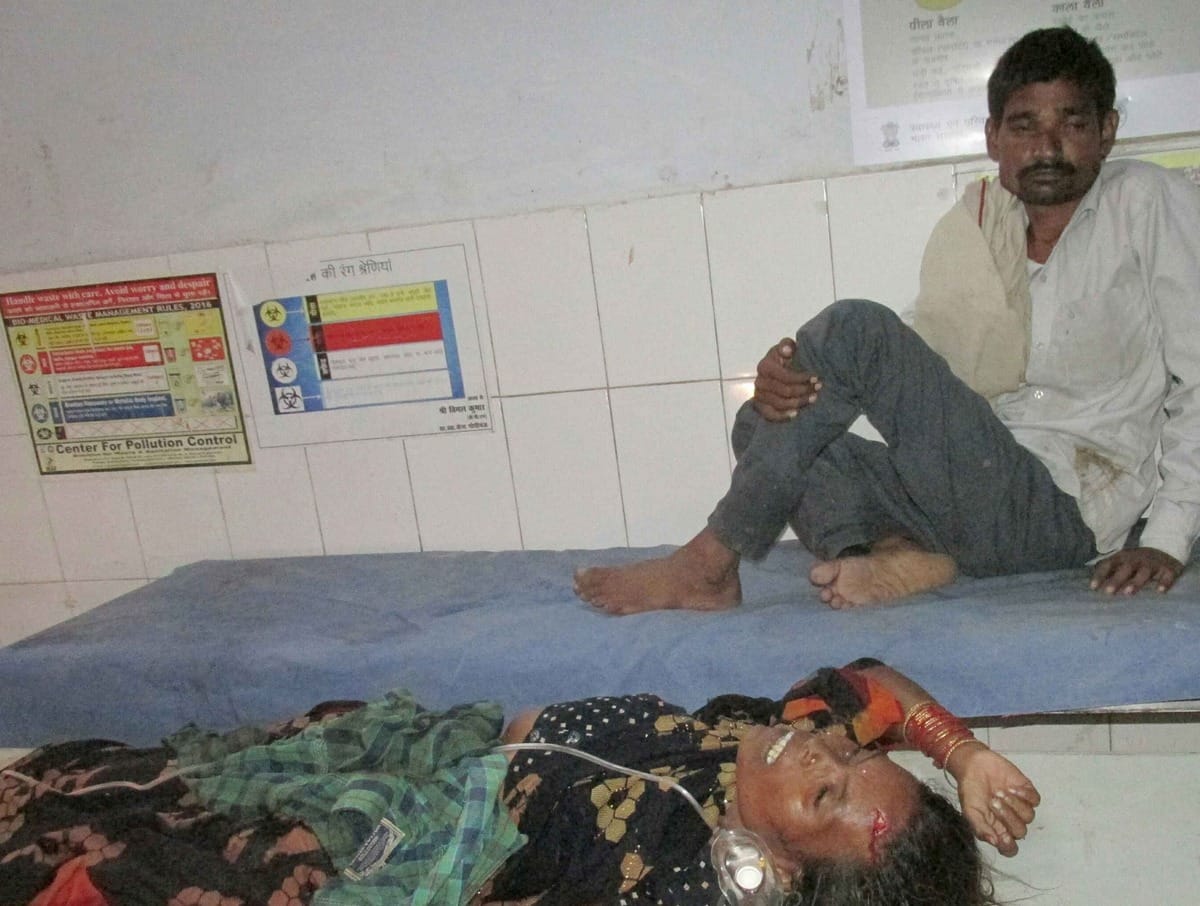 two people died many injured in accident jcb gopiganj bhadohi 