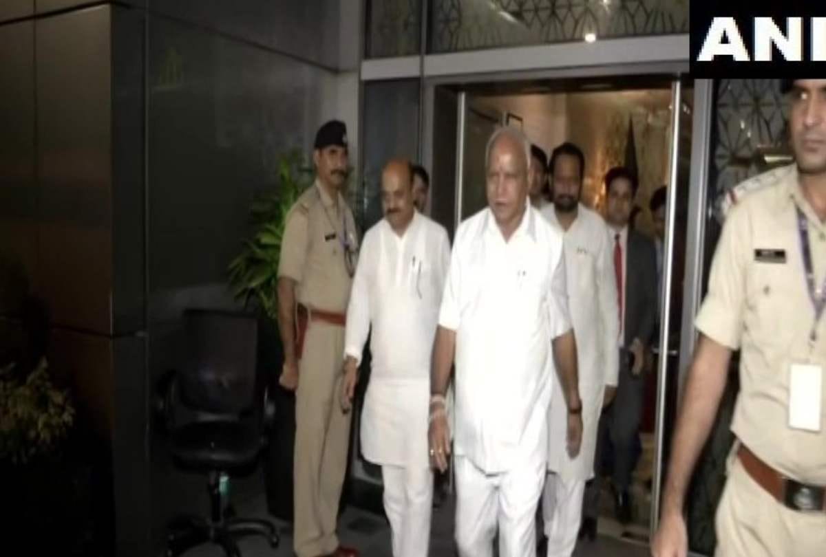 Karnataka CM BS Yediyurappa along with his two Cabinet Ministers arrives Delhi