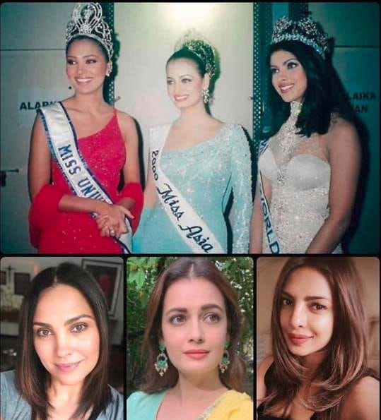 lara dutta share photo dia mirza and priyanka chopra then and now