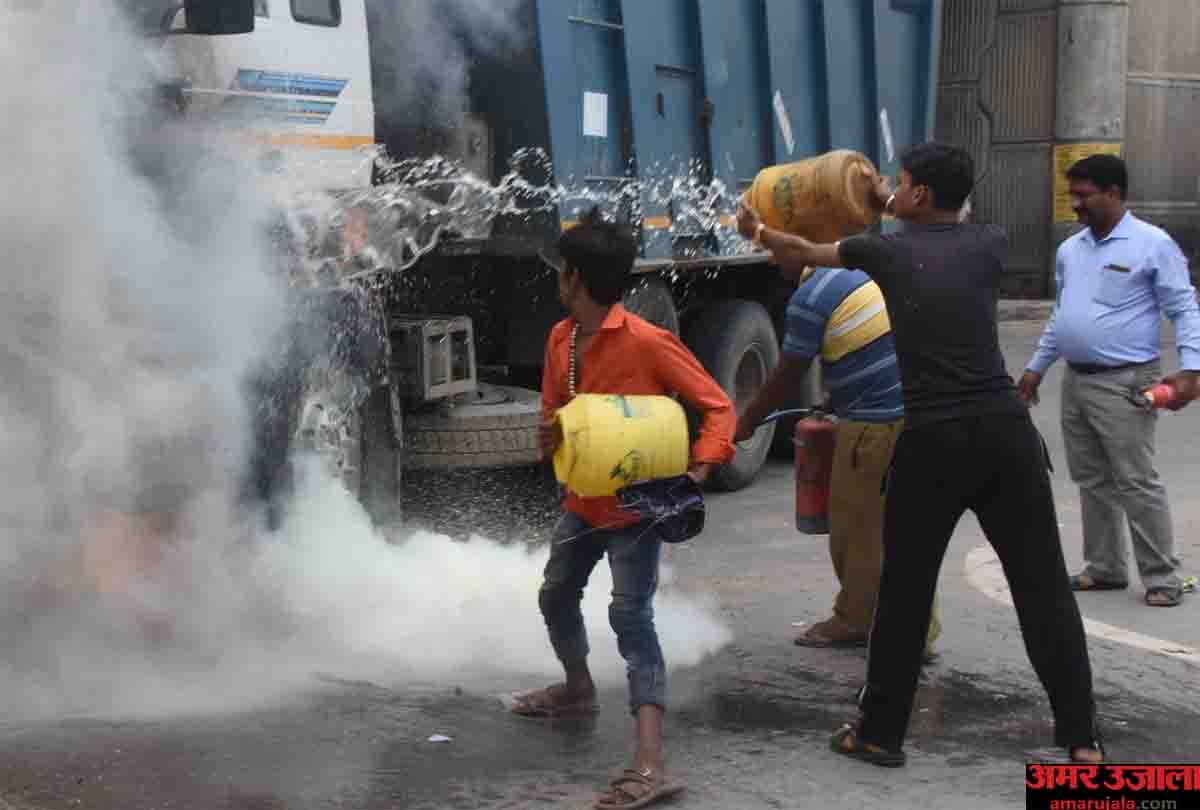 Dumper crushed moped, fire helmet saves moped rider's life
