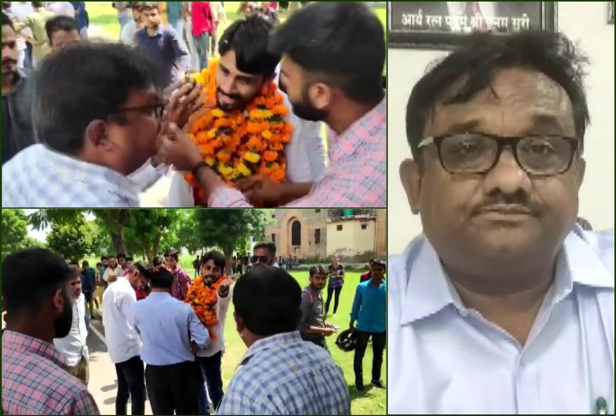 Rajasthan College principal oppose birthday celebration in campus student union president threw cake