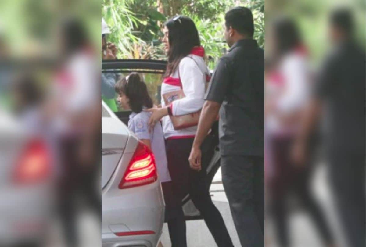 aishwarya rai bachchan and aaradhya bachchan spotted in her school uniform