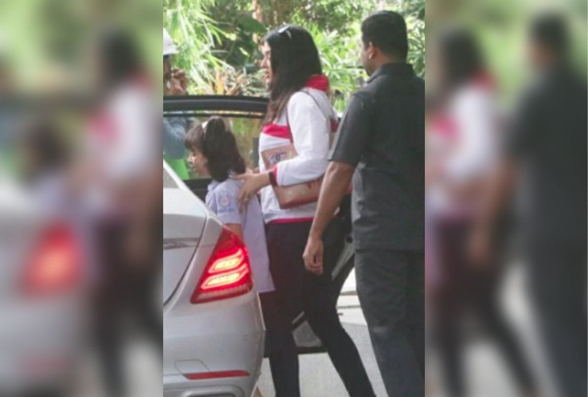 aishwarya rai bachchan and aaradhya bachchan spotted in her school uniform