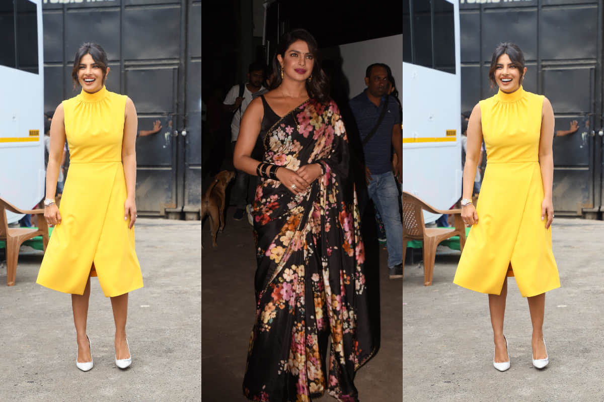 priyanka chopra look simple and sober during sky is pink promotion in India