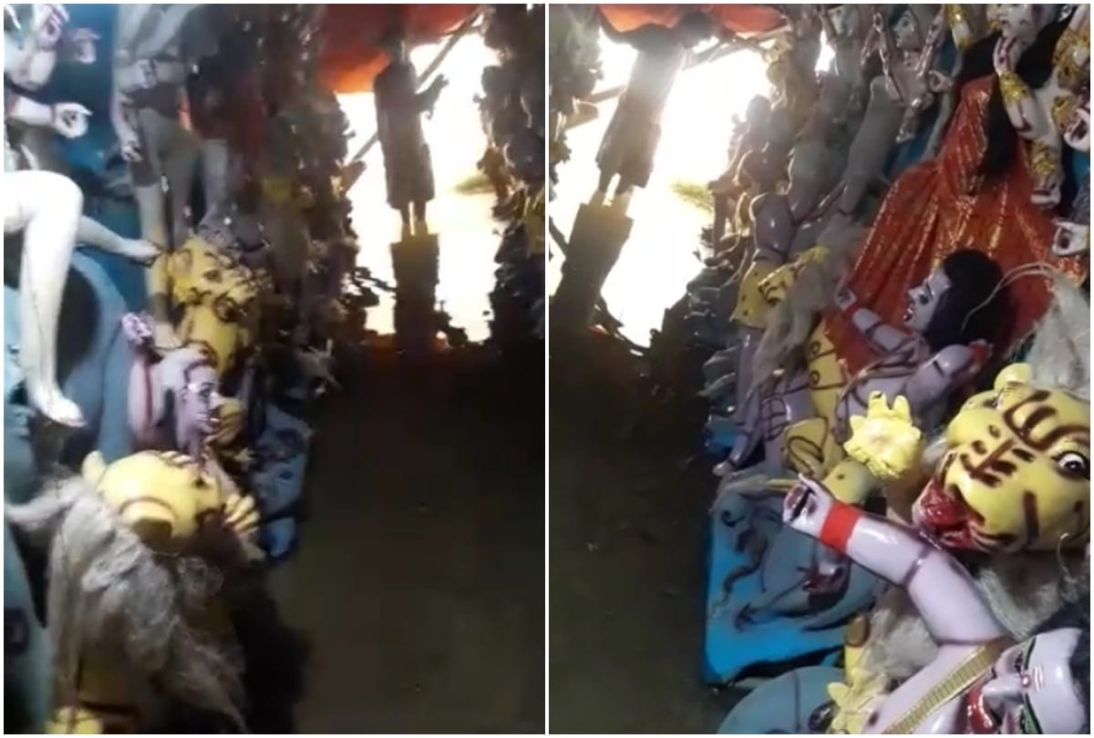 12 durga statues damaged due to rain in basti