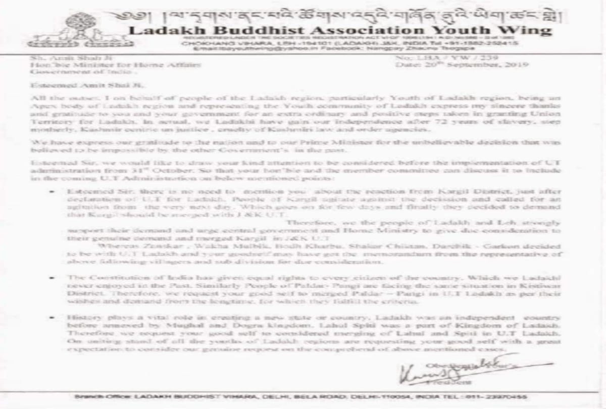 Ladakh seeks Himachal's Lahaul-Spiti and Pangi