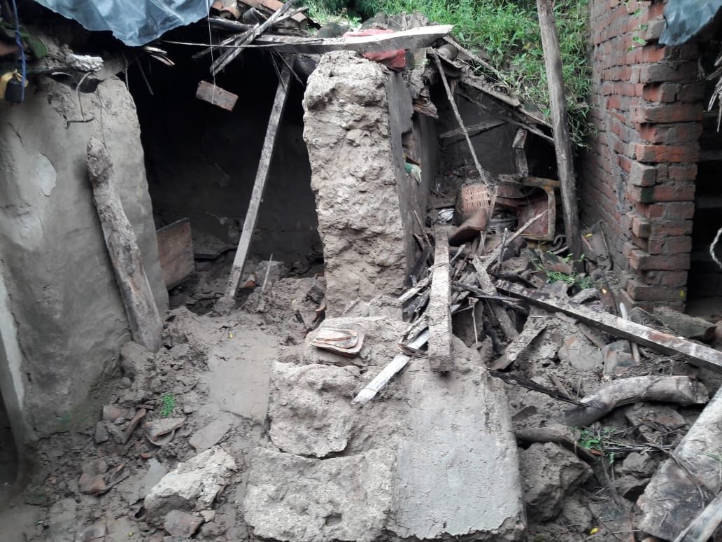 Demolished house of two orphans