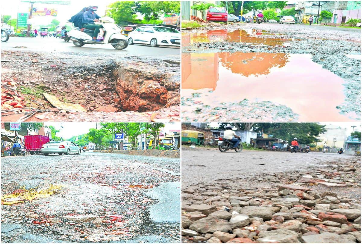 potholes on ramleela shobhayatra road in agra