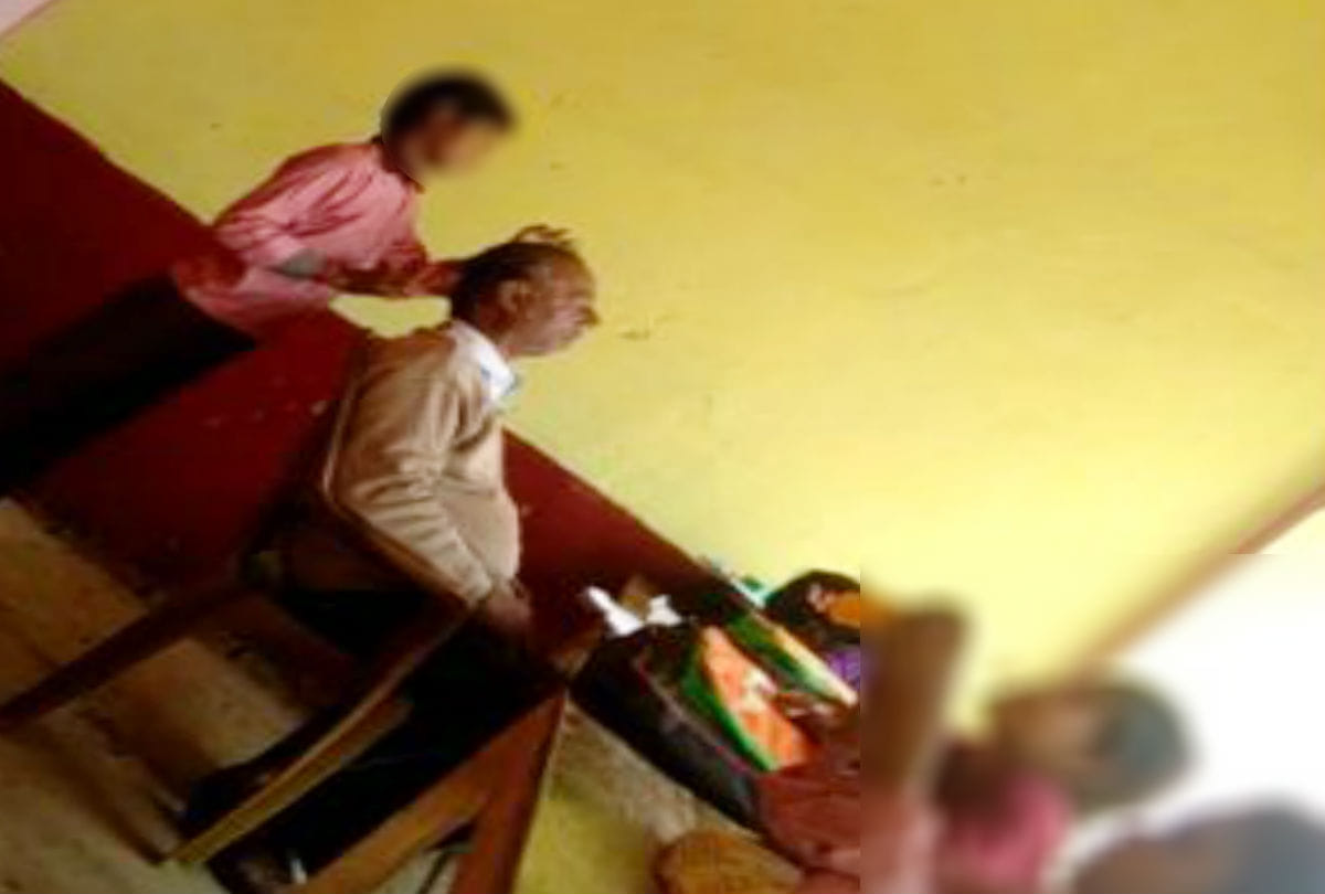 teacher got head massage from student video goes viral in agra