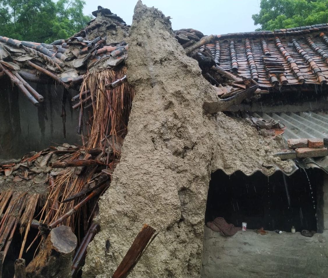 house damage in rain