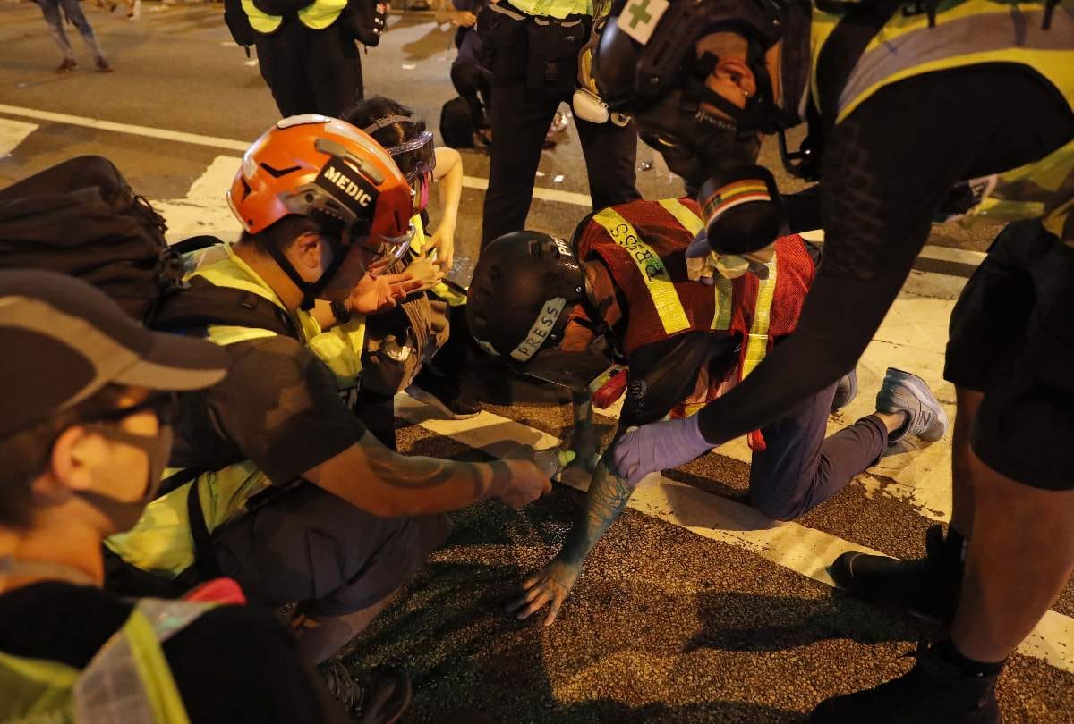 Hong Kong police fire tear gas and water cannon to halt protest
