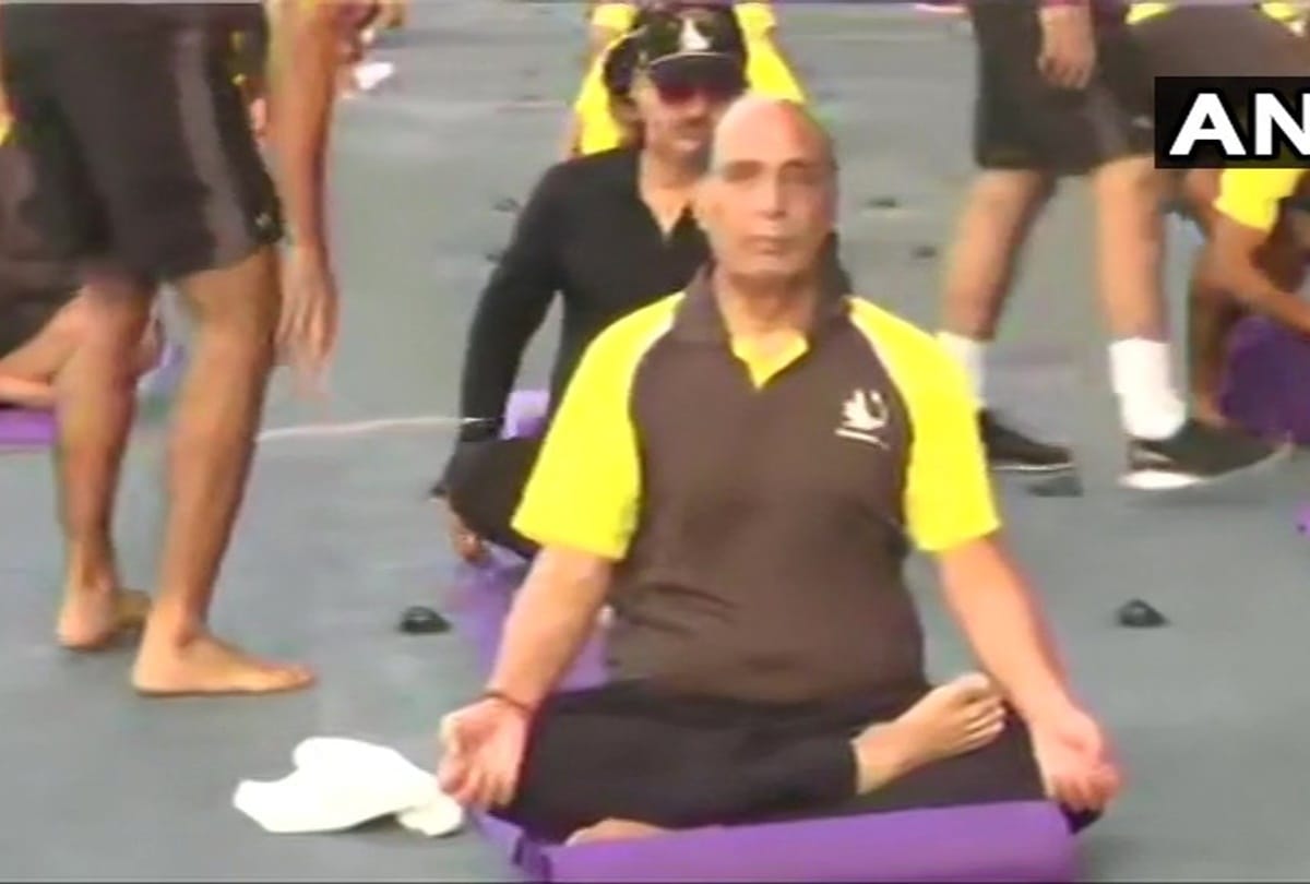 Rajnath Singh Yoga on INS Vikramaditya, Says We cannot forget Mumbai Terror Attack