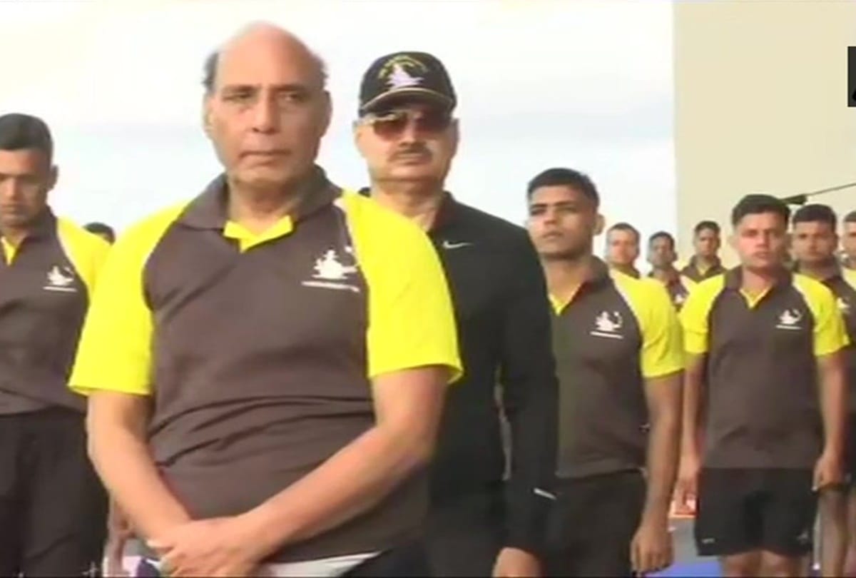 Rajnath Singh Yoga on INS Vikramaditya, Says We cannot forget Mumbai Terror Attack