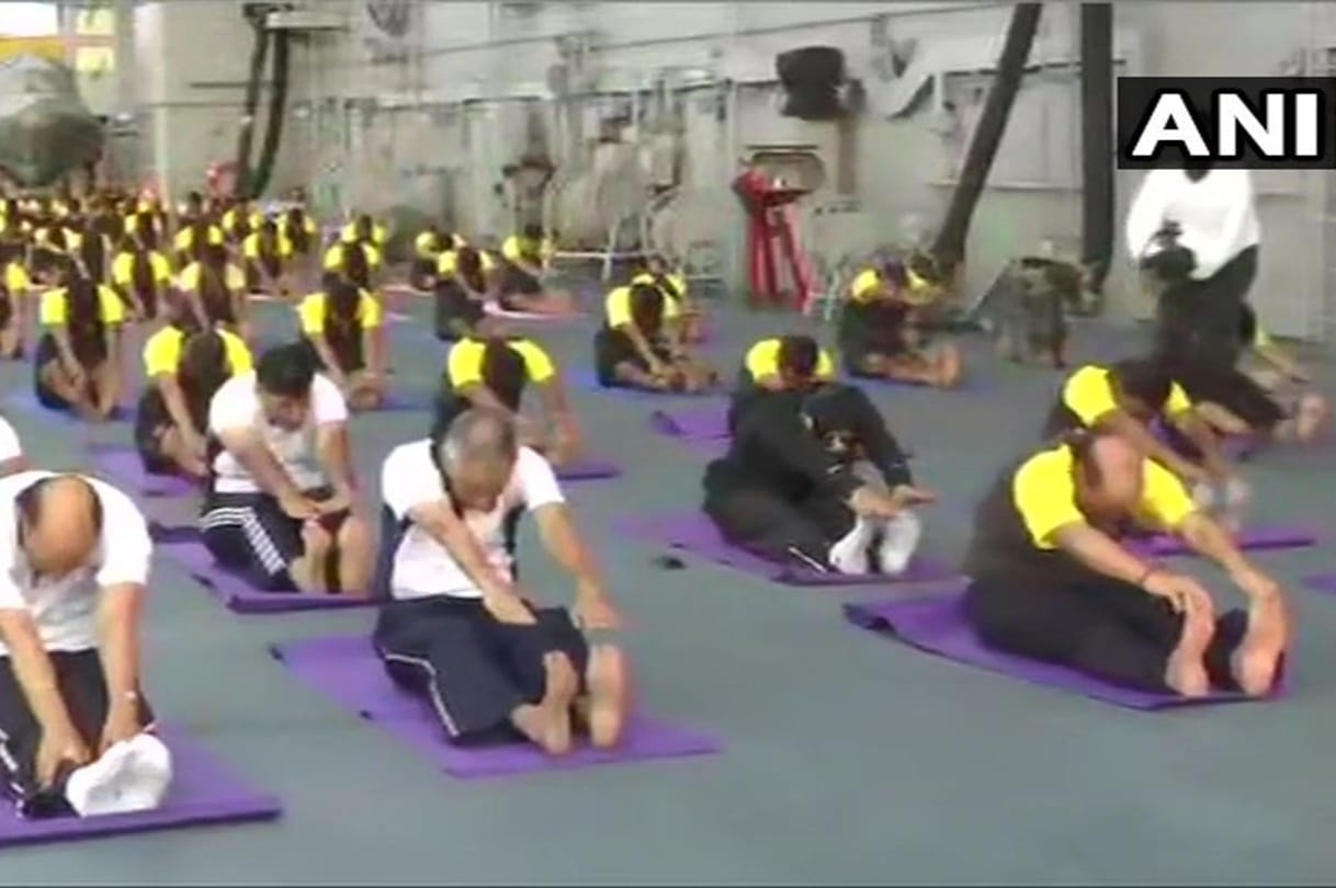 Rajnath Singh Yoga on INS Vikramaditya, Says We cannot forget Mumbai Terror Attack
